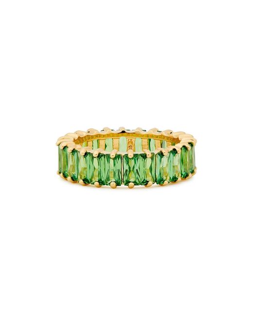Rosie Fortescue Jewellery Green Crystal-Embellished 18Kt-Plated Ring