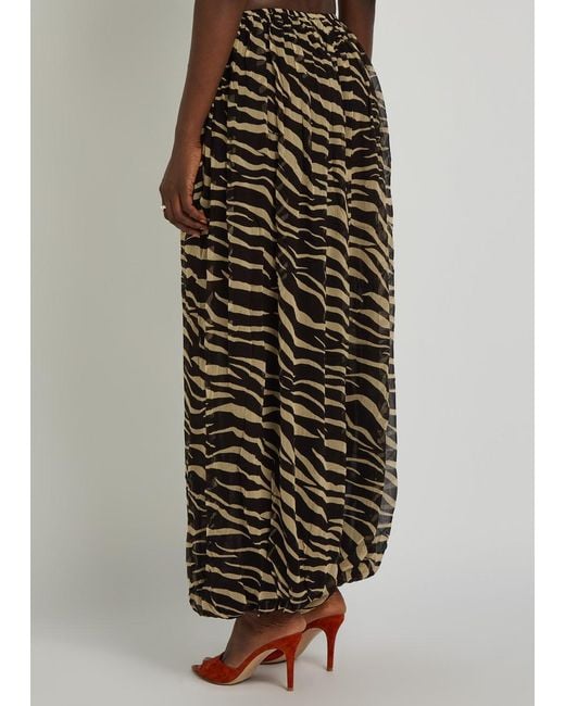 Ronny Kobo Black Renier Zebra-Print Georgette Balloon Trousers