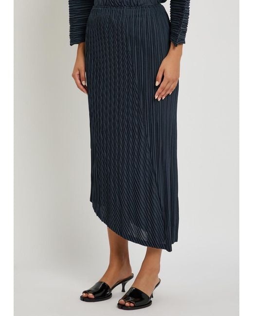 Issey Miyake Blue Unfurling Pleats Woven Midi Skirt