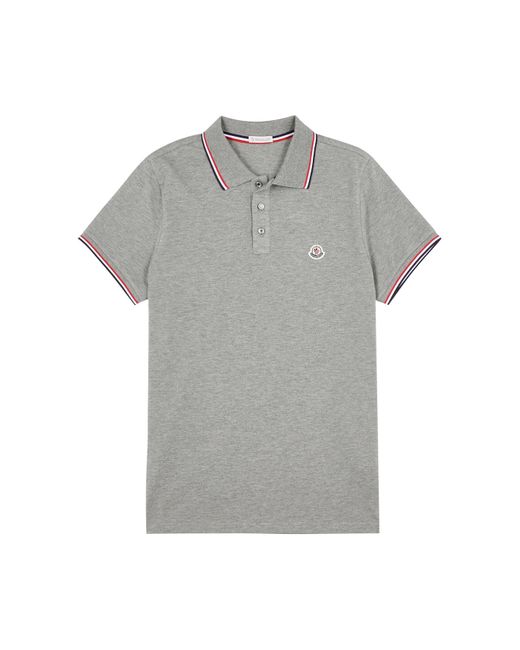 Moncler Gray Piqué Cotton Polo Shirt, Polo Shirt, , Cotton for men
