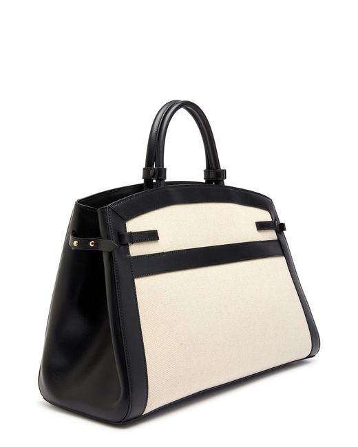 DeMellier London Natural The Hudson Leather And Canvas Top Handle Bag