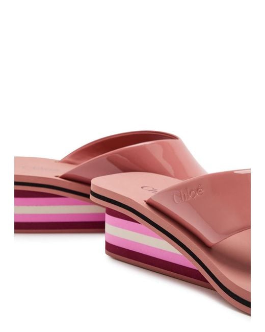 Chloé Pink Swimming Cool 45 Patent Leather Wedge Sandals