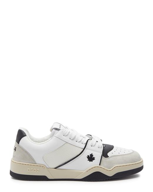 DSquared² White Spiker Panelled Leather Sneakers for men