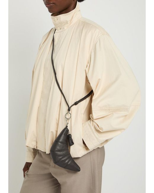 Lemaire Brown Croissant Leather Cross-Body Coin Purse