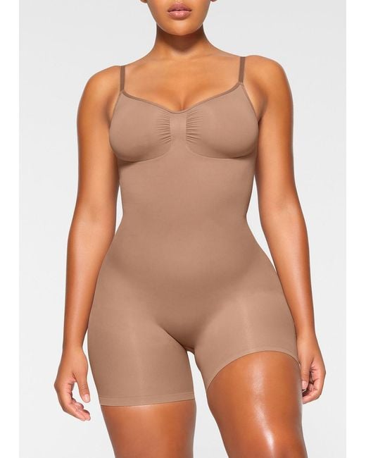 Skims Brown Seamless Sculpt Mid-Thigh Bodysuit
