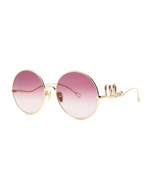 Chloé Pink Logo Round-Frame Sunglasses