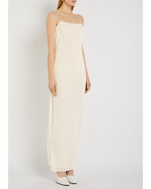 Jacquemus White La Robe Maille Plumetis Mesh Maxi Dress