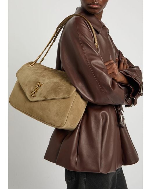 Saint Laurent Brown Calypso Large Padded Suede Shoulder Bag