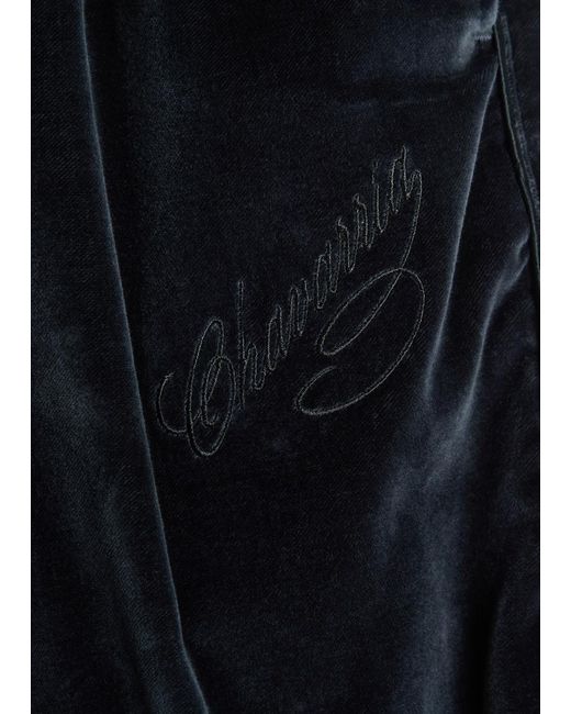 Willy Chavarria Blue Ruff Rider Straight-Leg Velour Trousers for men