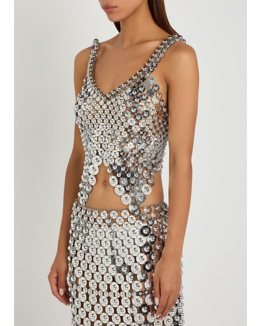 Rabanne Gray Disc Link Metal Cropped Top