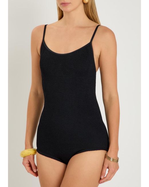 Hunza G Black Coverage Pamela Crinkle Swimsuit