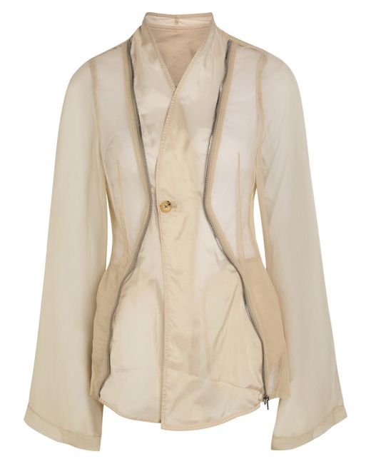 Rick Owens Natural Stag Panelled Tulle Jacket