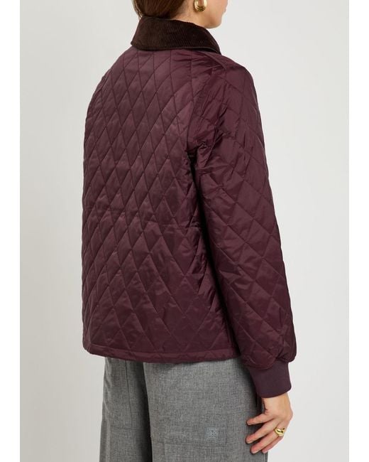 Barbour Purple Marla Quilted Cotton And Shell Jacket