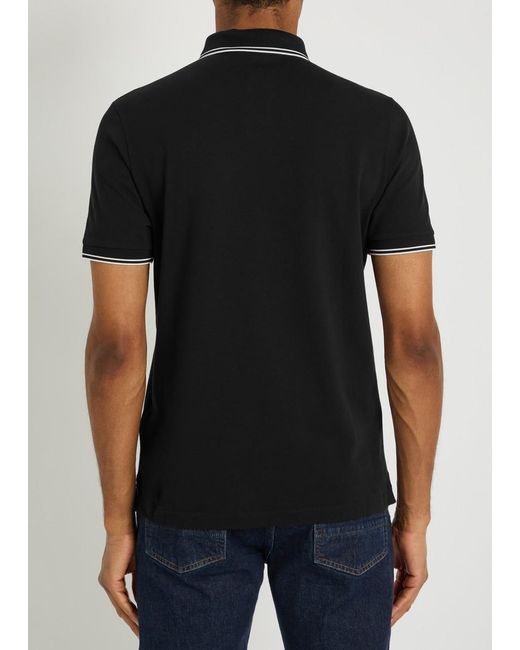 Stone Island Black Piqué Cotton Polo Shirt for men