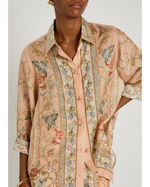 Zimmermann Natural Roselight Printed Silk Shirt