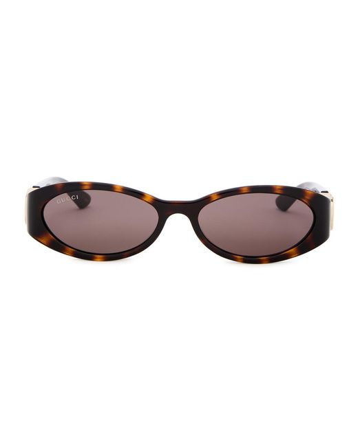 Gucci Brown Oval-frame Sunglasses for men