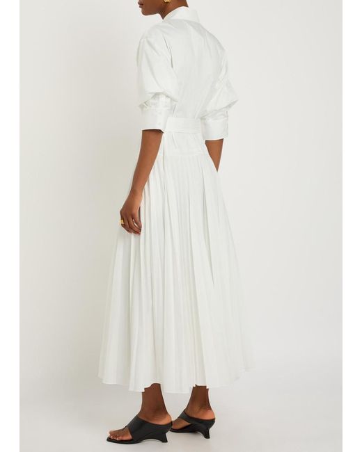 Jonathan Simkhai White Arlo Belted Cotton-Blend Poplin Maxi Dress