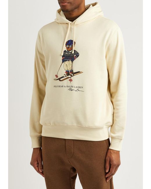 Polo Ralph Lauren White Bear-print Hooded Jersey Sweatshirt for men