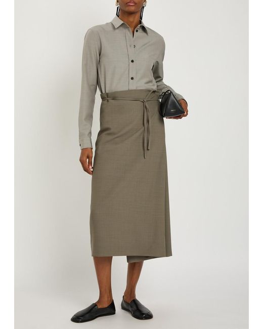 Calvin Klein Gray Sophie Wool And Silk-Blend Shirt