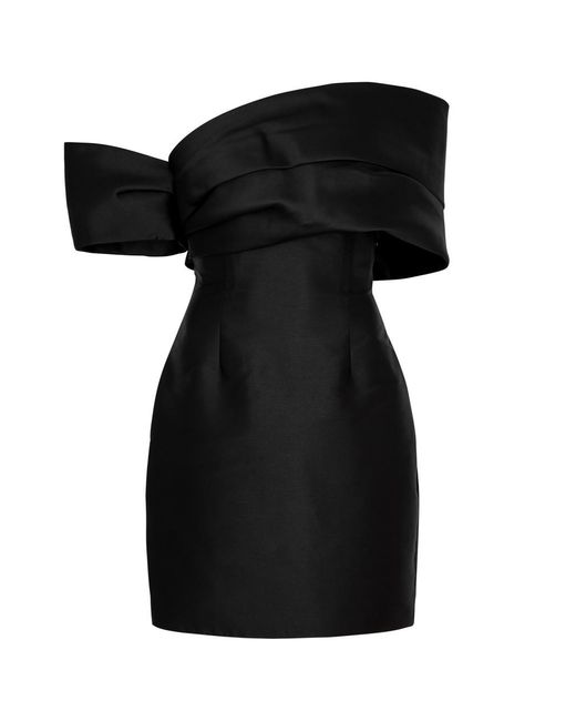 Solace London Black Edda Satin Mini Dress