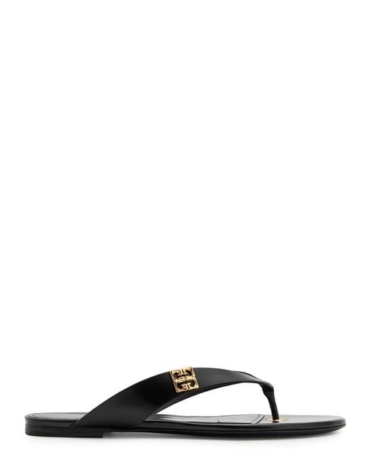 Givenchy Black 4G Liquid Leather Flip Flops