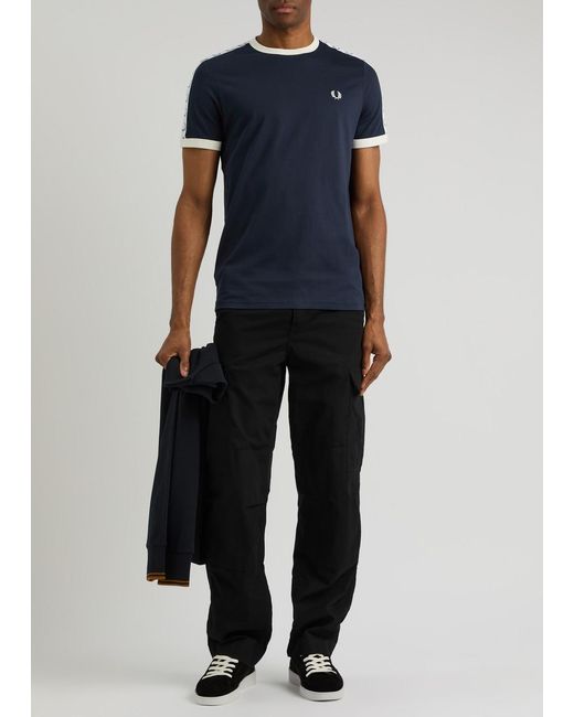 Fred Perry Blue Logo Track Tape Cotton T-Shirt for men