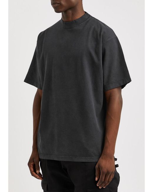 Balenciaga Black Hand-Drawn Logo Cotton T-Shirt for men