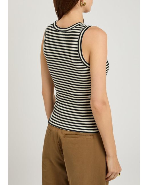 Rails Black Striped-Intarsia Stretch-Cotton Tank
