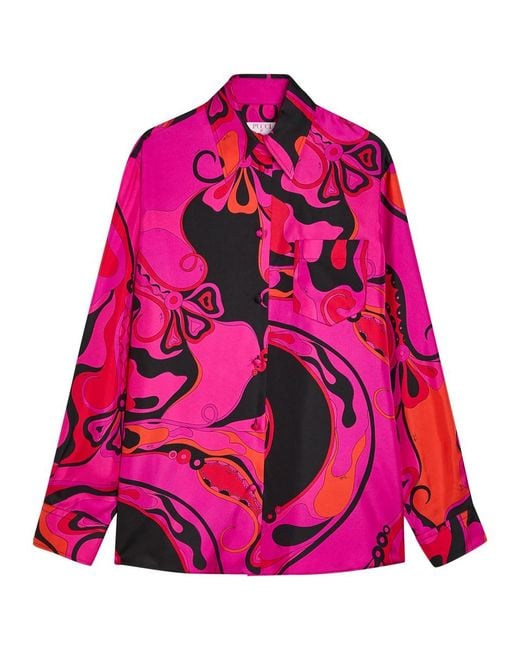 Emilio Pucci Pink Printed Silk Shirt