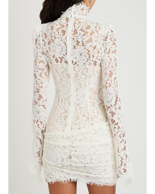 De La Vali Bodita Rose-Appliqu Lace Mini Dress in White | Lyst