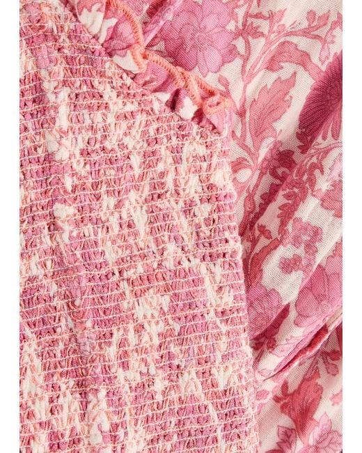 Free People Pink Sweet Nothings Printed Cotton Midi Dress