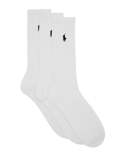 Polo Ralph Lauren White Logo-embroidered Stretch-cotton Socks for men