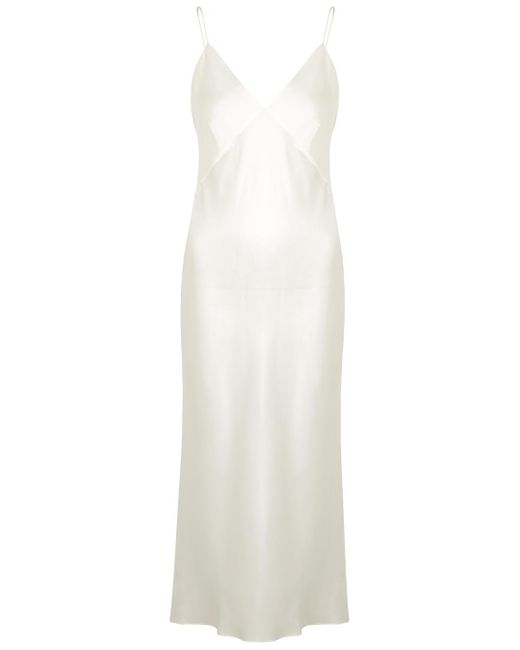 Olivia Von Halle White Issa Ivory Bias-cut Silk Slip Dress