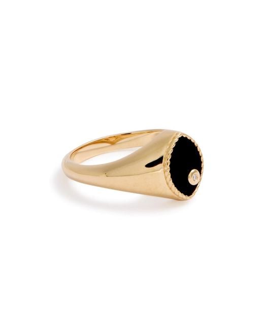 Yvonne Léon Black Baby Chevalière Marquise 9Kt Pinky Ring
