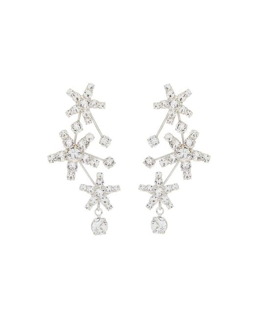 Jennifer Behr White Azar-Embellished Rhodium-Plated Drop Earrings