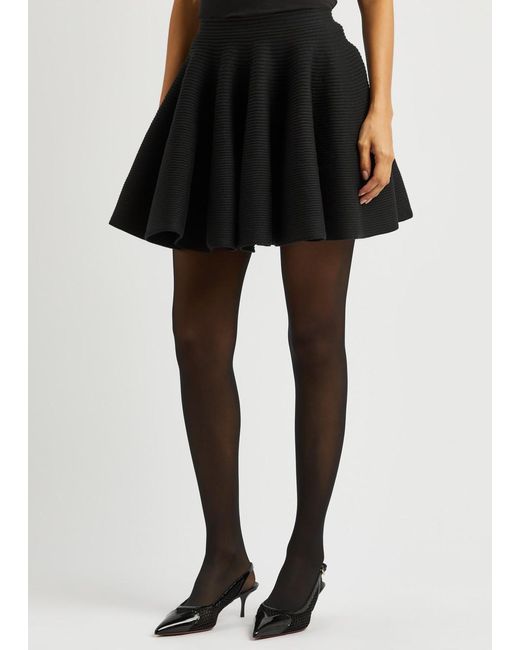 Alaïa Black Alaïa Ribbed Wool-blend Mini Skirt