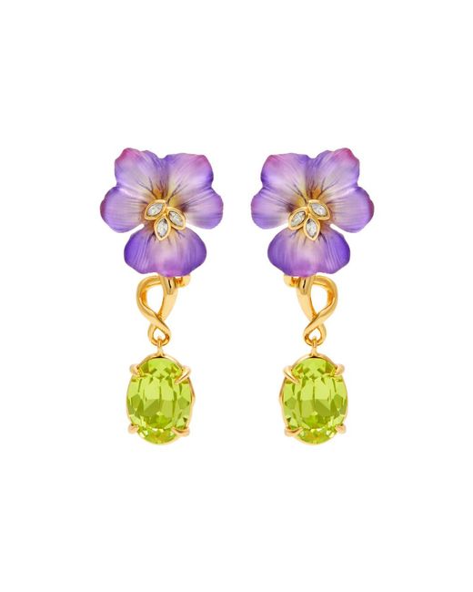 Alexis Purple Pansy 14kt Gold-plated Drop Earrings