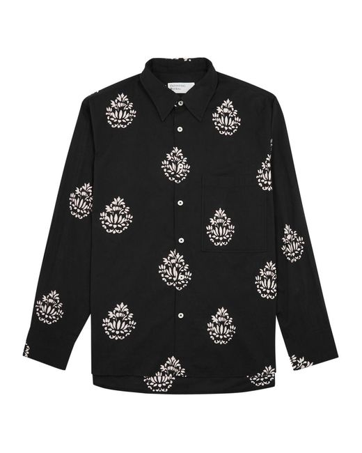 Universal Works Black Printed Cotton Shirt for men