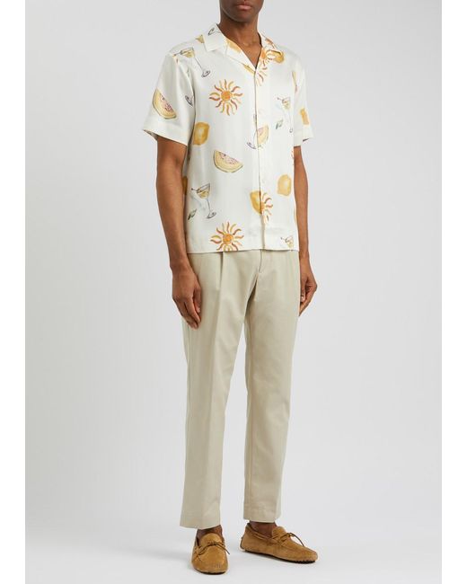 CHE White Tropical Refresh Printed Twill Shirt for men