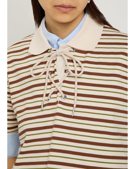 Moncler Natural Striped Cotton Polo Shirt