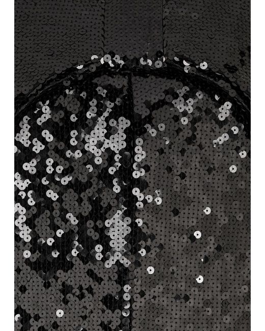 Mach & Mach Black Bow-embellished Sequin Mini Dress
