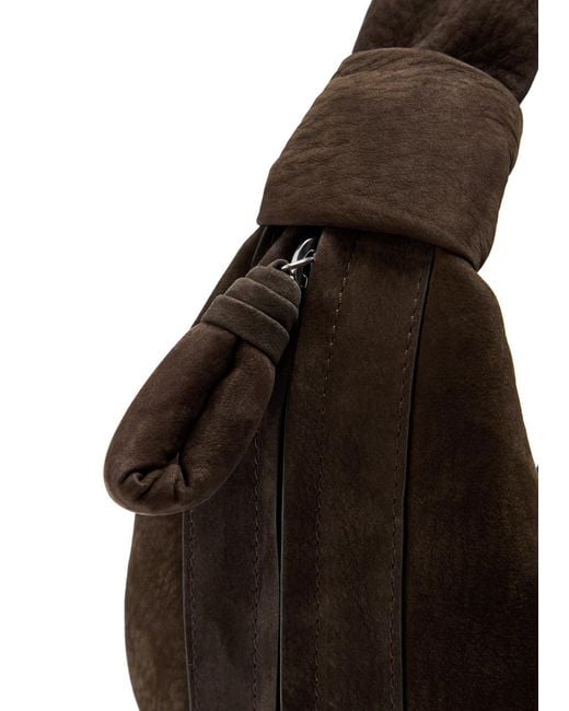 Lemaire Brown Fortune Croissant Suede Shoulder Bag