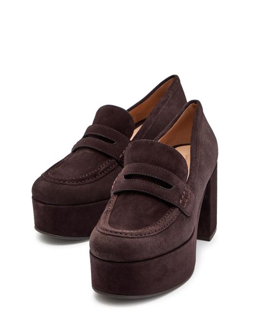 Gianvito Rossi Brown Jenna 75 Platform Suede Pumps