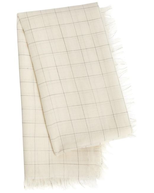 Totême Natural Checked Wool Scarf