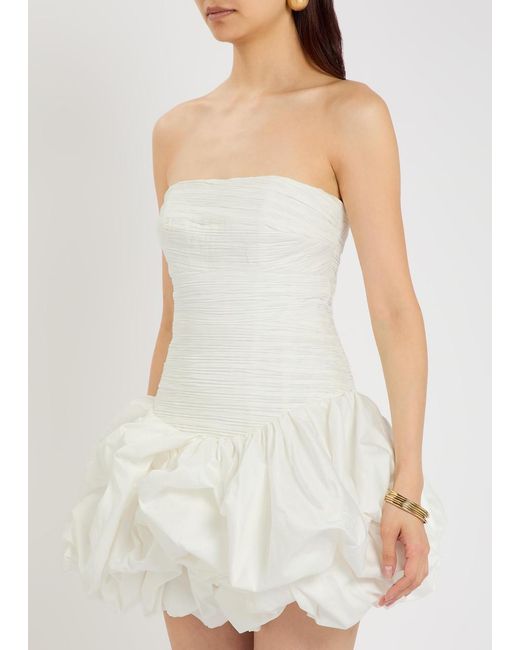 Aje. White Violette Bubble Gathered Cotton Mini Dress