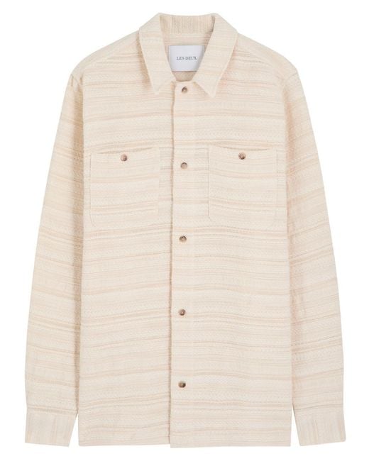 Les Deux Natural Jonas Embroidered Woven Overshirt Jacket for men
