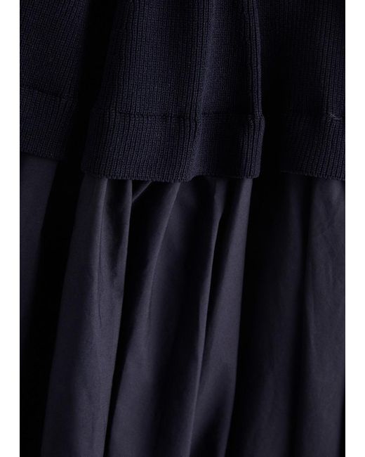 Jonathan Simkhai Blue Silas Stretch-Knit And Cotton Midi Dress
