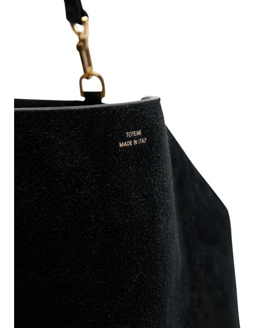 Totême Black T-Lock Suede Top Handle Bag