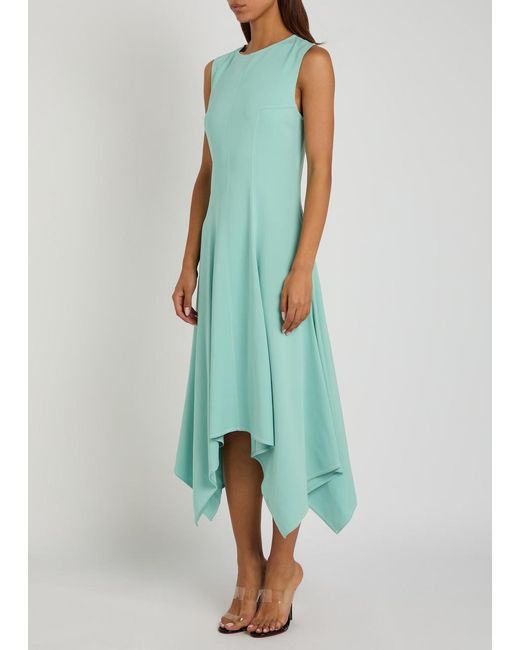 Stella McCartney Green Asymmetric Crepe Midi Dress