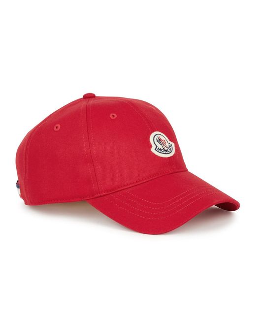 Moncler Red Logo Cotton-twill Cap for men